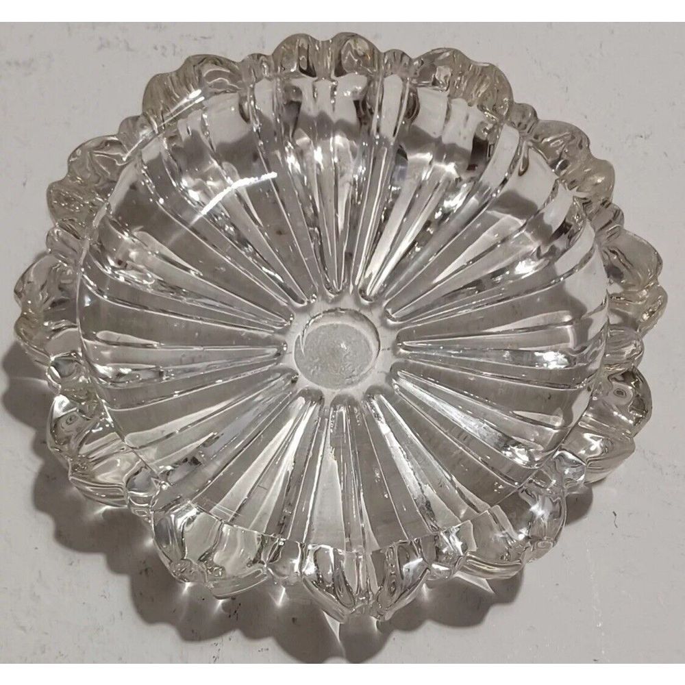 Vintage Hazel Atlas Nesting Ashtray Fluted Round Clear Glass Mid-Century‎ Modern